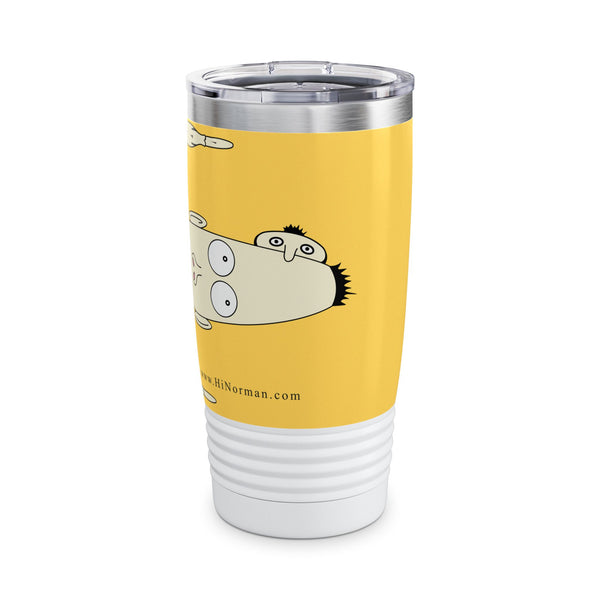 Yellow Norman Ringneck Tumbler, 20oz – Fun Travel Mug, Unique Gift for Friends, Coffee Lover's Cup, Birthday Party Essential